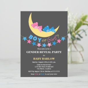 Invitation Fille Ou Garçon Nounours Fête De Révélation De Sex