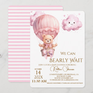 Invitation Fille Ourson Baby Shower