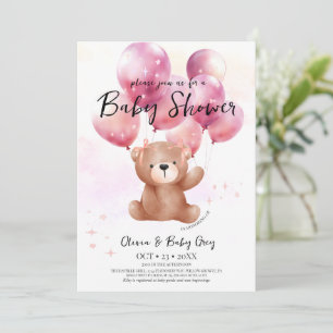 Invitation Fille Ourson Baby Shower