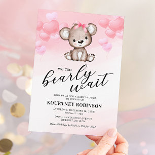 Invitation Fille Ourson Fête Prénatale