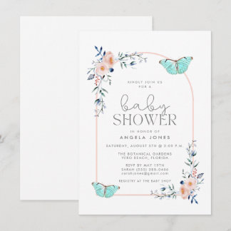 Invitation Fille Papillon de Jardin Baby Shower