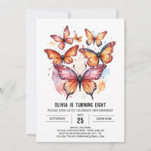 Invitation Fille papillon moderne Fille Anniversaire
