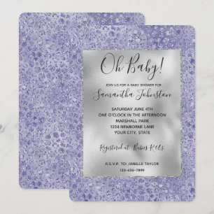 Invitation Fille Parties scintillant violet Empreinte de léop