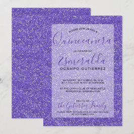 Invitation Fille Parties scintillant violet Quinceanera Anniv