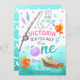 Invitation Fille Pêche 1er anniversaire
