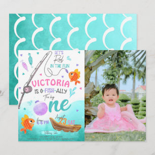 Invitation Fille Pêche 1er Anniversaire Photo