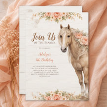 Fille Pêche Floral Équitation 5e Anniversaire