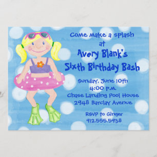 Invitation Fille peinte de blonde de partie de bain