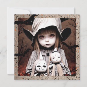 Invitation Fille peu rassurante avec de grands yeux Halloween
