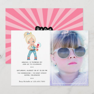 Invitation Fille Photo Booth Selfie fête d'anniversaire