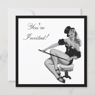 Invitation Fille Pin-Up de Style Noir & Blanc 5