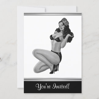 Invitation Fille pin-up de style noir et blanc 20