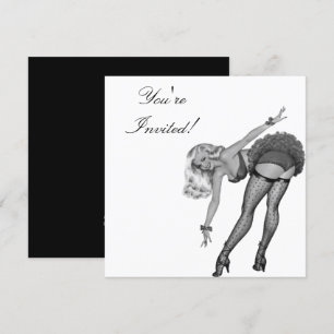Invitation Fille Pin-Up Style Noir & Blanc 19