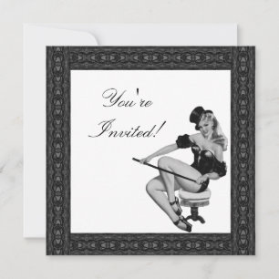 Invitation Fille Pin-Up Style Noir & Blanc 5