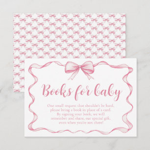 Invitation Fille Pink Bow Baby showers Livres pour Baby Card