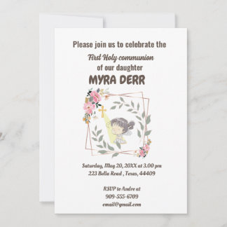 Invitation Fille priant pour jésus traverser la première comm