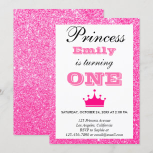 Invitation Fille princesse Hot rose Parties scintillant premi