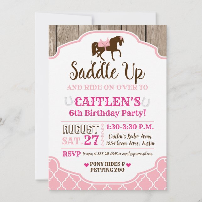 Invitation Fille princesse Saddup Pony Anniversaire (Devant)