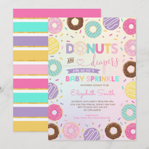 Invitation Fille Rainbow Donuts Diapeurs Baby Sprinkle Douche