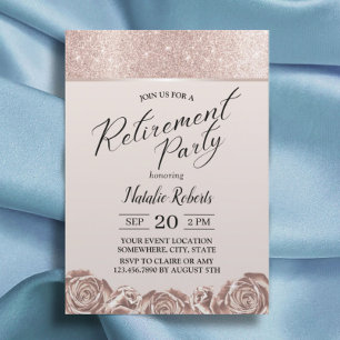 Invitation Fille Retraite Party Rose moderne Gold Floral
