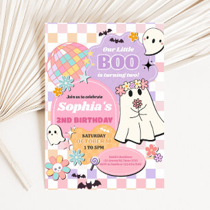 Invitation Fille Retro Super Petit Boo fête d'anniversaire
