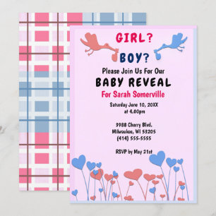 Invitation Fille, Révélation Garçon, Bouches, Baby shower de 