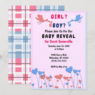 Invitation Fille, Révélation Garçon, Bouches, Baby shower de