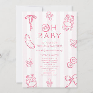 Invitation Fille Rose Baby Shower Pickles & Pacifiers