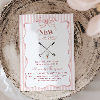 Invitation Fille Rose de Campagne Nouvelle au Club Golf Baby