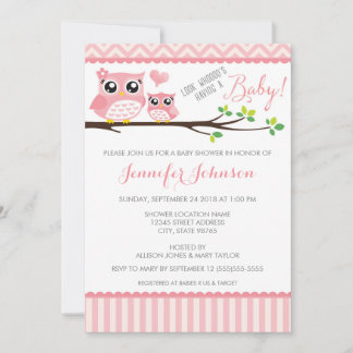 Invitation Fille rose de l'invitation | Chevron | de baby