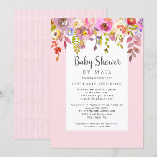 Invitation Fille rose florale Baby shower par la poste
