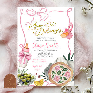 Invitation Fille Rose Livraison Spéciale Italian Baby Shower