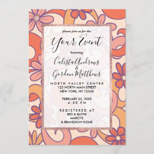 Invitation Fille rose orange rose orange Fleurs Super