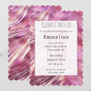 Invitation Fille rose perle Rose or glam Sweet 16