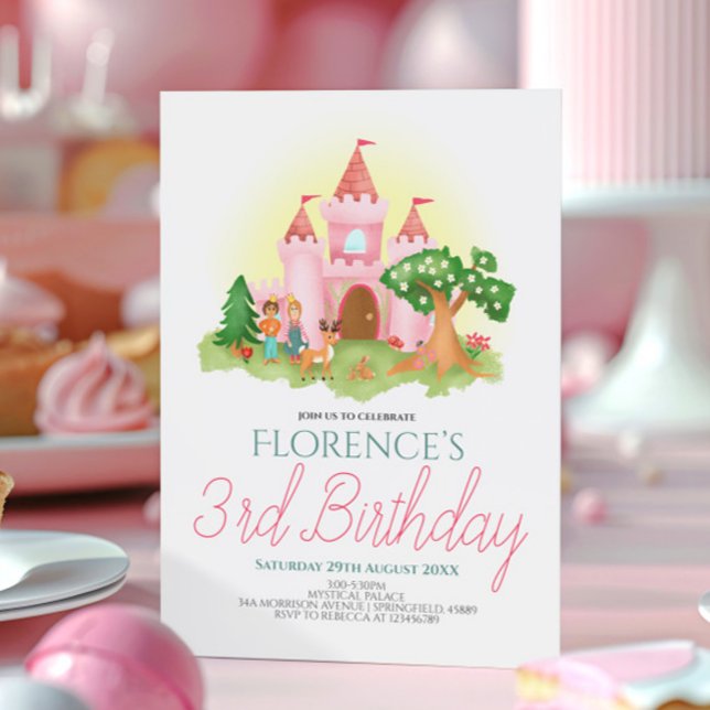 Invitation Fille Rose Princesse Anniversaire de enfant de con (Créateur téléchargé)