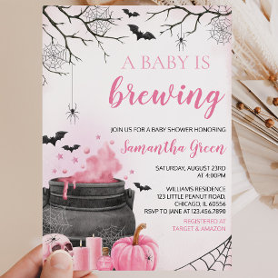 Invitation Fille Rose Une Baby Shower Halloween "Un Bébé Est 