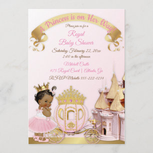 Invitation Fille royale de princesse Castle Carriage Pink