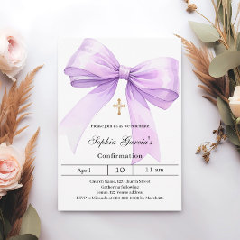 Invitation Fille ruban lavande Confirmation