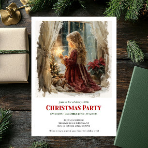 Invitation Fille rustique attend le Père Noël imprimable Noël