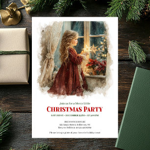 Invitation Fille rustique attendant le Père Noël imprimable N