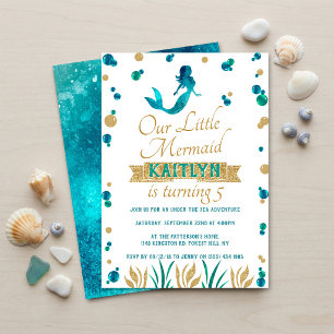 Invitation Fille sirène sous la mer Anniversaire de tout âge