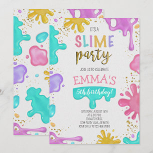 Invitation Fille Slime fête d'anniversaire