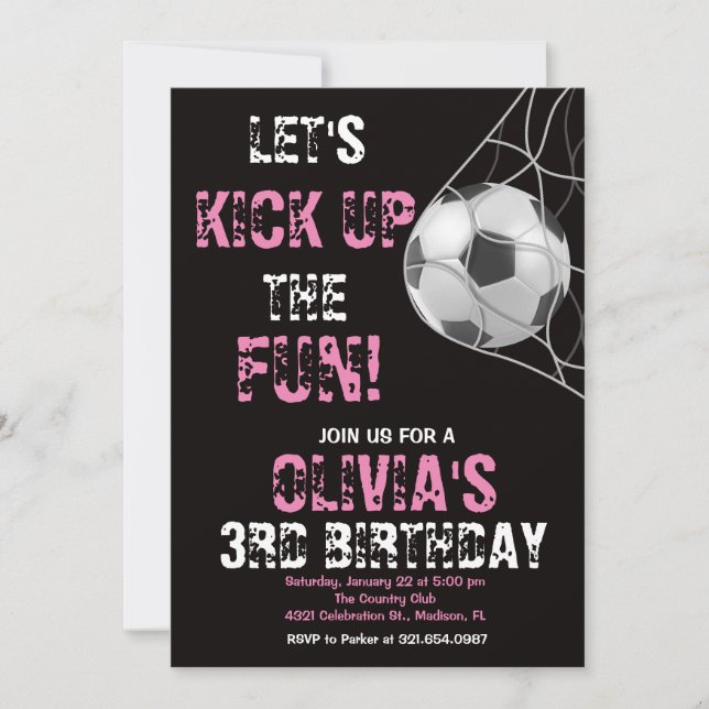 Invitation Fille Soccer Sports Jeu Anniversaire Fête (Devant)