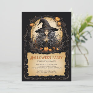 Invitation Fille sorcière Halloween gothique