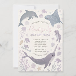 Invitation Fille sous la mer fête d'anniversaire