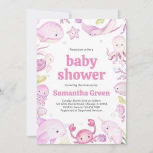 Invitation Fille sous le Baby shower marin