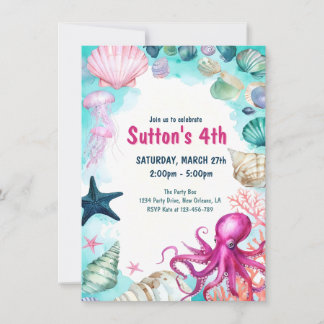 Invitation Fille sous l'océan Fête d'anniversaire enfant