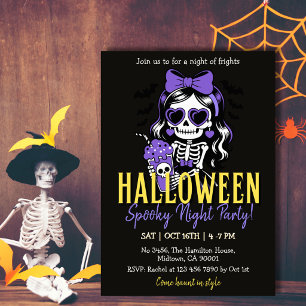 Invitation Fille squelette Halloween Soirée effrayante Fête V