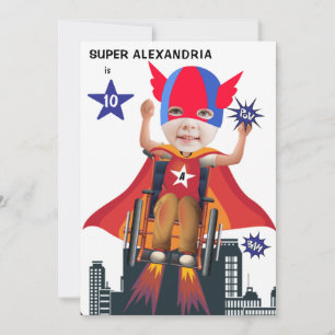 Invitation Fille Superhero en fauteuil roulant 💥 Héros volan