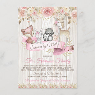 Invitation Fille Sweet Woodland Baby shower par courrier